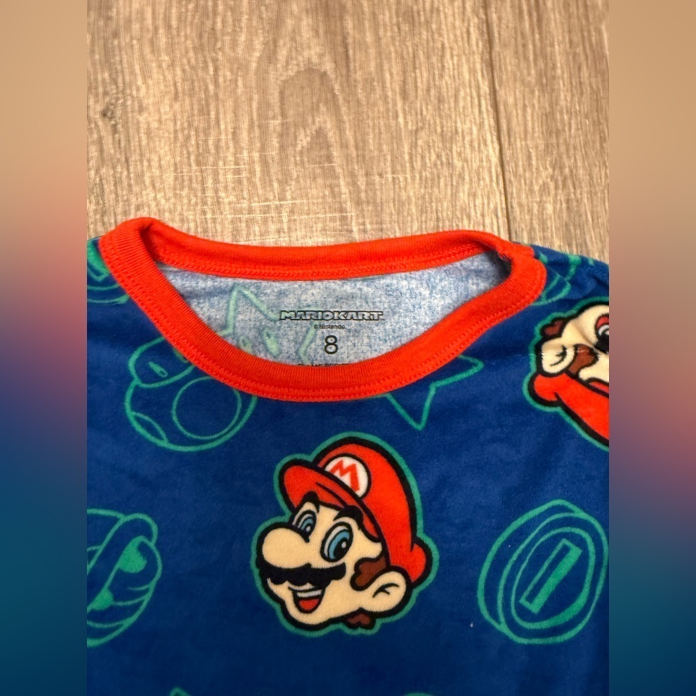 Mario Kart Boys Long Sleeve Pajama Top Size 8 - Picture 3 of 4